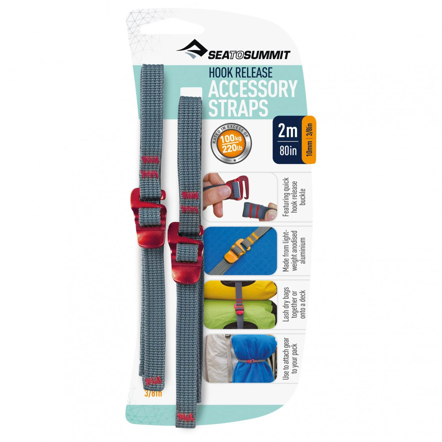 Sea To Summit Tie Down Accessory Strap With Hook 3 Sea To Summit Tie Down Accessory Strap With Hook