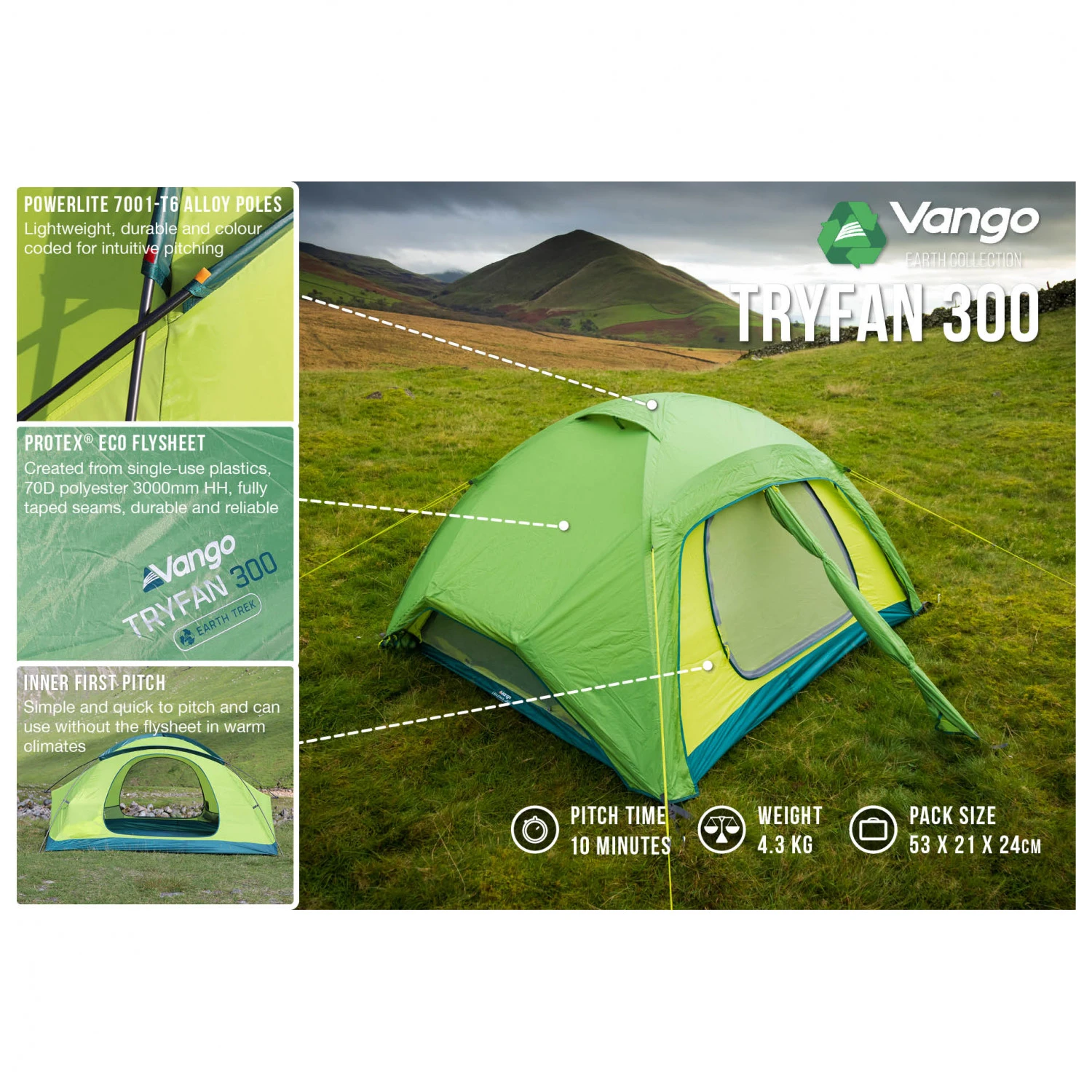 Vango Tryfan 300 - 3-person Tent 4 Vango Tryfan 300 - 3-person Tent - Image 2